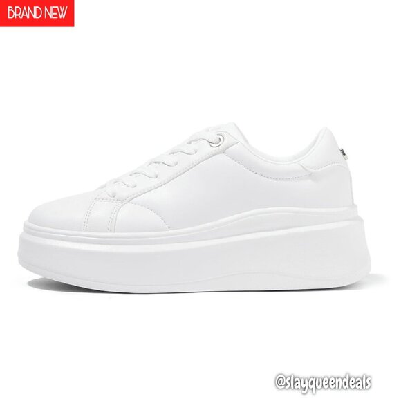 Shoes - Women's Platform Sneakers Faux Leather Low Top Casual Walking Shoes